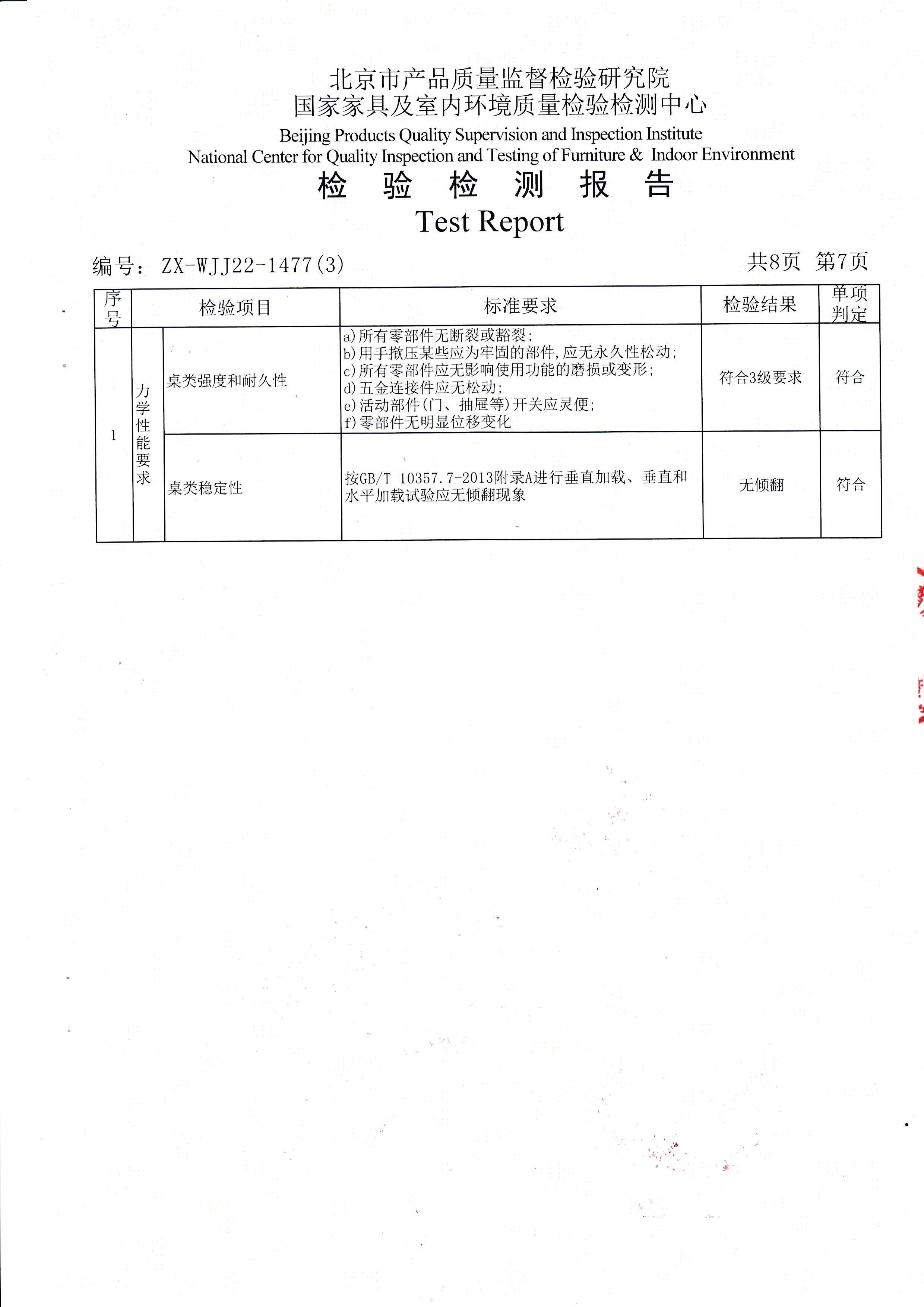 光明家具檢驗報告